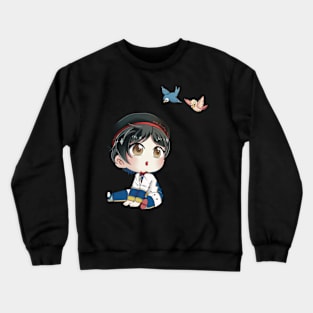 Surprised Neige LeBlanche Chibi with Birds Crewneck Sweatshirt